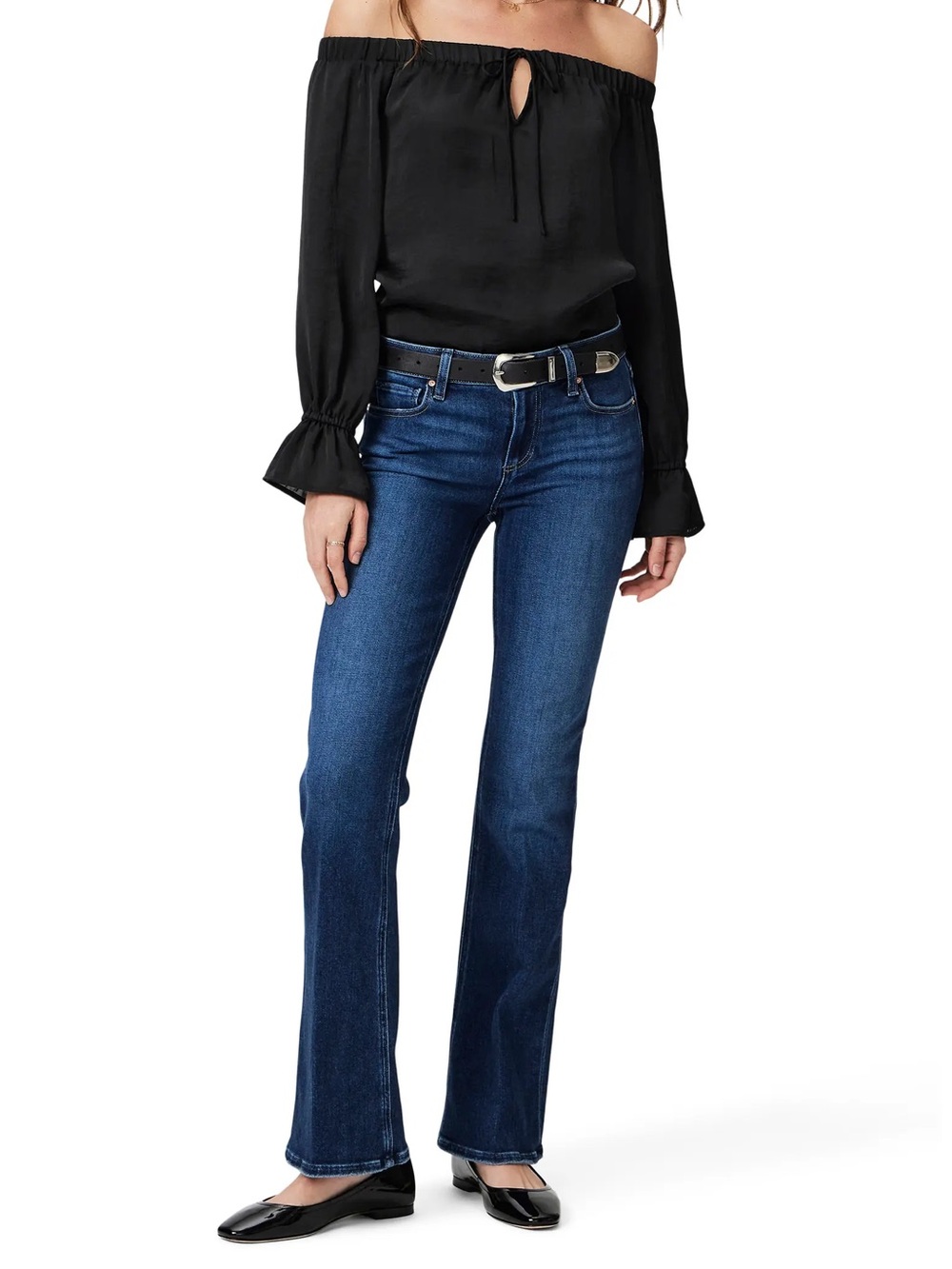 PAIGE Laurel Canyon Low Rise Bootcut Jeans Dark Wash